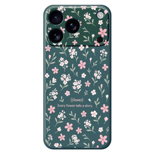 For iPhone 18 Pro / 17 Pro Case Small Flower Pattern Printing Straight Edge TPU Phone Back Cover - Green - 1