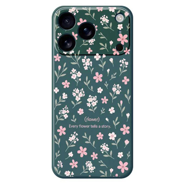 For iPhone 18 Pro / 17 Pro Case Small Flower Pattern Printing Straight Edge TPU Phone Back Cover - Green - 1