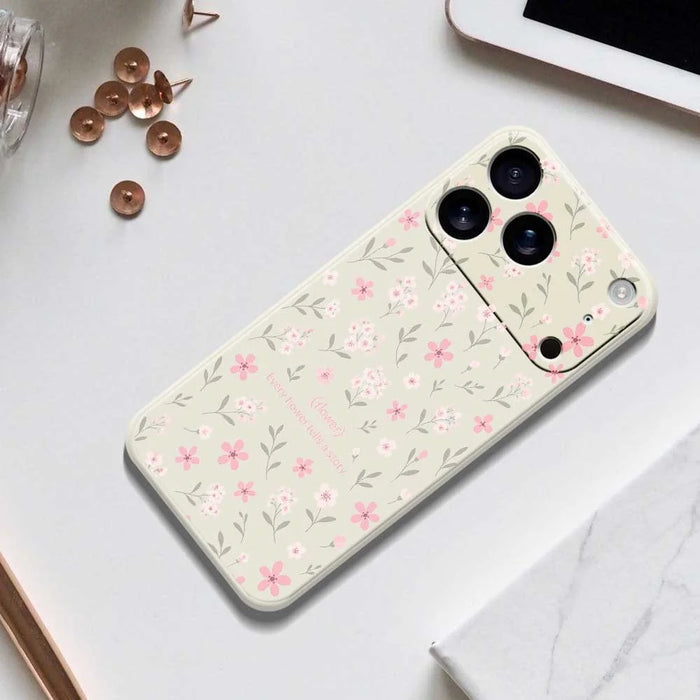 For iPhone 18 Pro / 17 Pro Case Small Flower Pattern Printing Straight Edge TPU Phone Back Cover - Green - 6