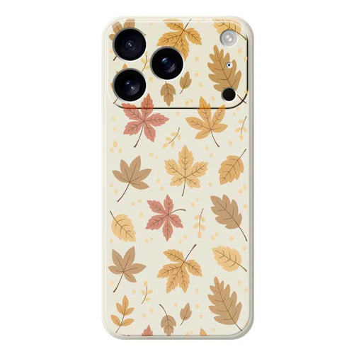 For iPhone 18 Pro / 17 Pro Case Leaves Pattern Printing Straight Edge TPU Phone Back Cover - Beige - 1