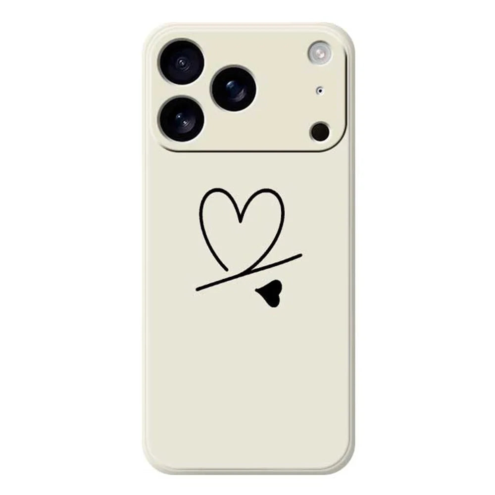 For iPhone 18 Pro / 17 Pro Case Black Love Pattern Printing Straight Edge TPU Phone Back Cover - Beige - 1