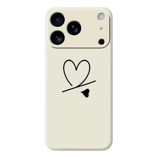 For iPhone 18 Pro / 17 Pro Case Black Love Pattern Printing Straight Edge TPU Phone Back Cover - Beige - 1