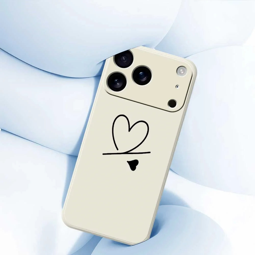 For iPhone 18 Pro / 17 Pro Case Black Love Pattern Printing Straight Edge TPU Phone Back Cover - Beige - 5