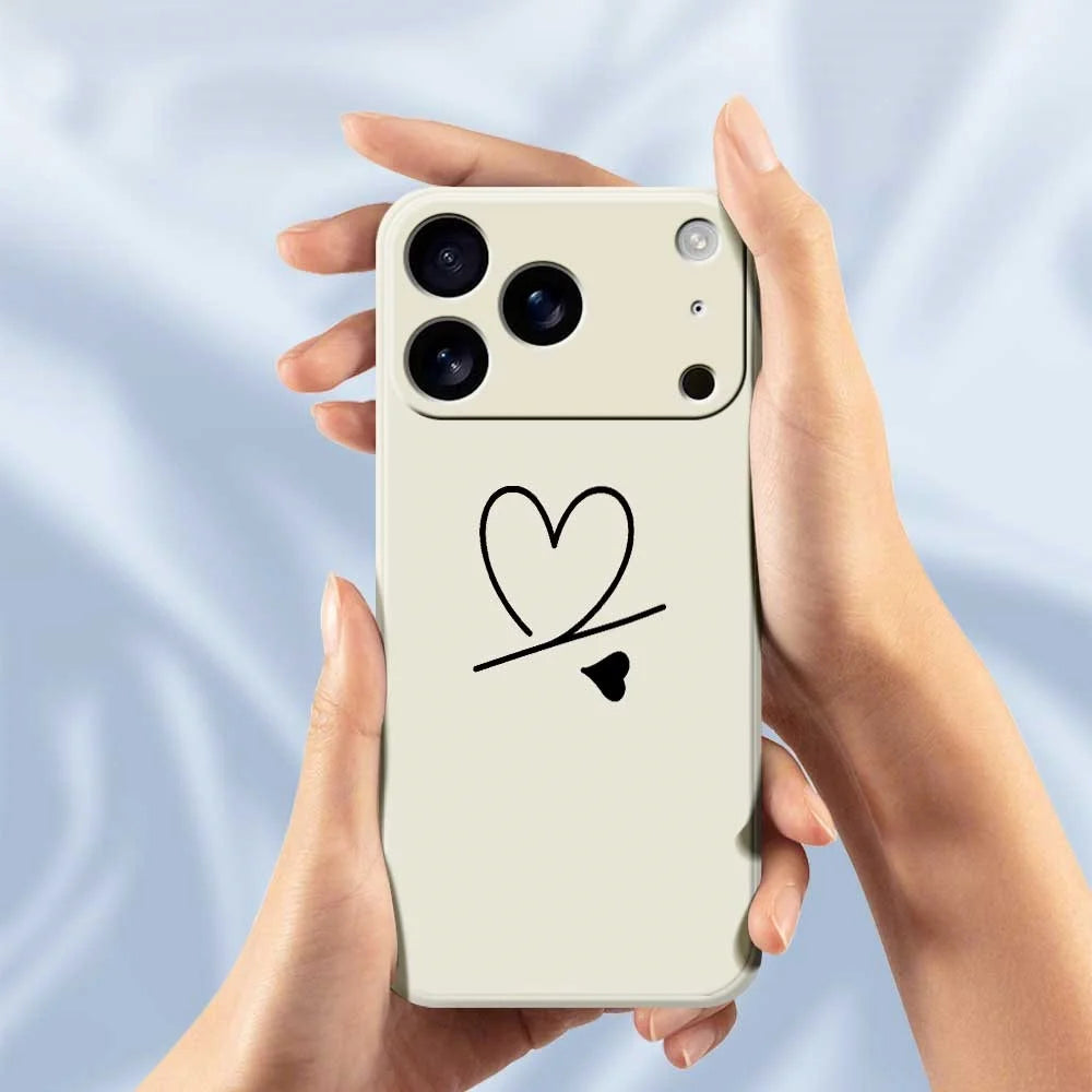 For iPhone 18 Pro / 17 Pro Case Black Love Pattern Printing Straight Edge TPU Phone Back Cover - Beige - 6