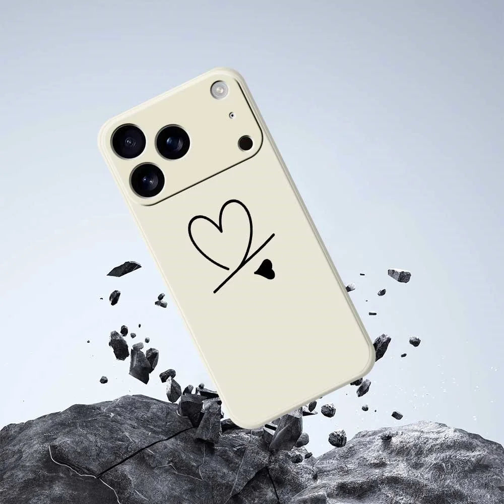 For iPhone 18 Pro / 17 Pro Case Black Love Pattern Printing Straight Edge TPU Phone Back Cover - Beige - 7