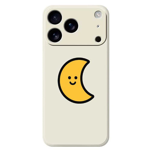 For iPhone 18 Pro / 17 Pro Case Yellow Moon Pattern Printing Straight Edge TPU Phone Back Cover - Beige - 1