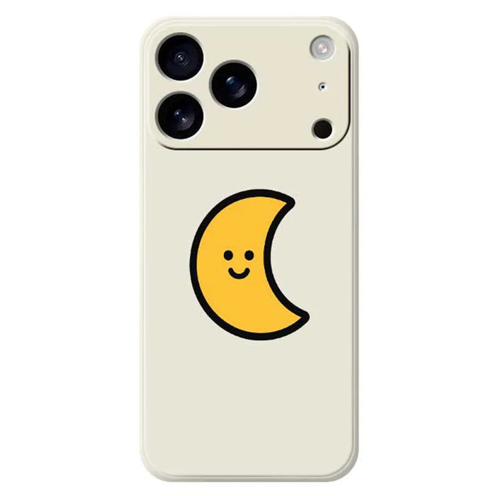 For iPhone 18 Pro / 17 Pro Case Yellow Moon Pattern Printing Straight Edge TPU Phone Back Cover - Beige - 1