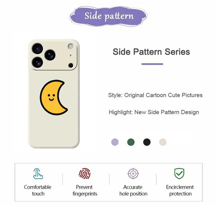 For iPhone 18 Pro / 17 Pro Case Yellow Moon Pattern Printing Straight Edge TPU Phone Back Cover - Beige - 2