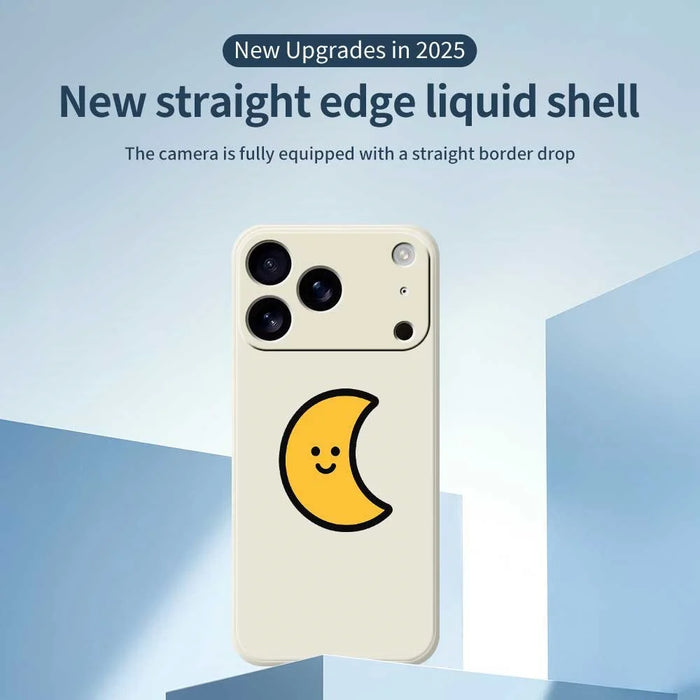 For iPhone 18 Pro / 17 Pro Case Yellow Moon Pattern Printing Straight Edge TPU Phone Back Cover - Beige - 3
