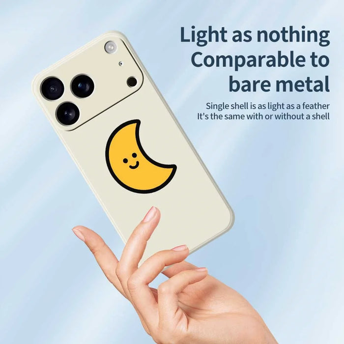 For iPhone 18 Pro / 17 Pro Case Yellow Moon Pattern Printing Straight Edge TPU Phone Back Cover - Beige - 4