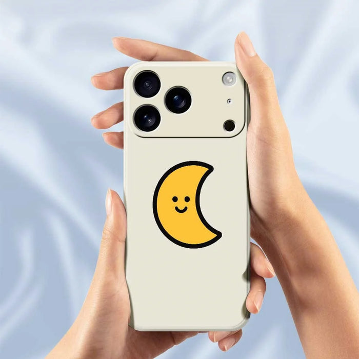 For iPhone 18 Pro / 17 Pro Case Yellow Moon Pattern Printing Straight Edge TPU Phone Back Cover - Beige - 6