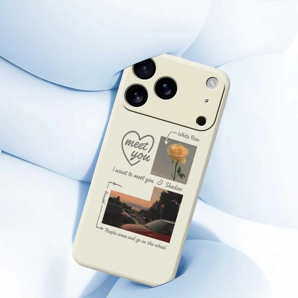 For iPhone 18 Pro / 17 Pro Case Meet You Photo Pattern Printing Straight Edge TPU Phone Back Cover - Beige - 5
