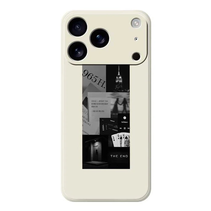 For iPhone 18 Pro / 17 Pro Case Stitching Photos Pattern Printing Straight Edge TPU Phone Back Cover - Beige - 1