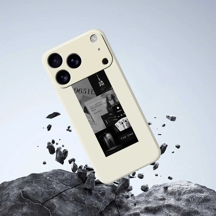 For iPhone 18 Pro / 17 Pro Case Stitching Photos Pattern Printing Straight Edge TPU Phone Back Cover - Beige - 7
