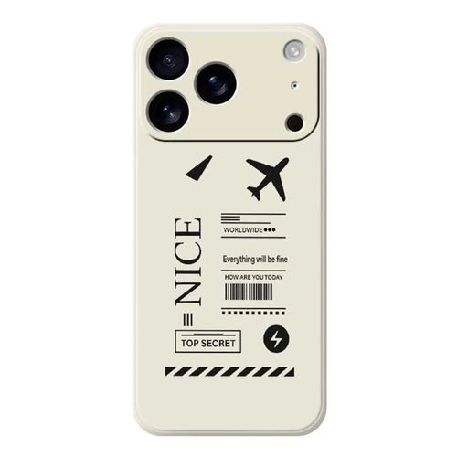 For iPhone 18 Pro / 17 Pro Case Boarding Ticket Pattern Printing Straight Edge TPU Phone Back Cover - Beige - 1