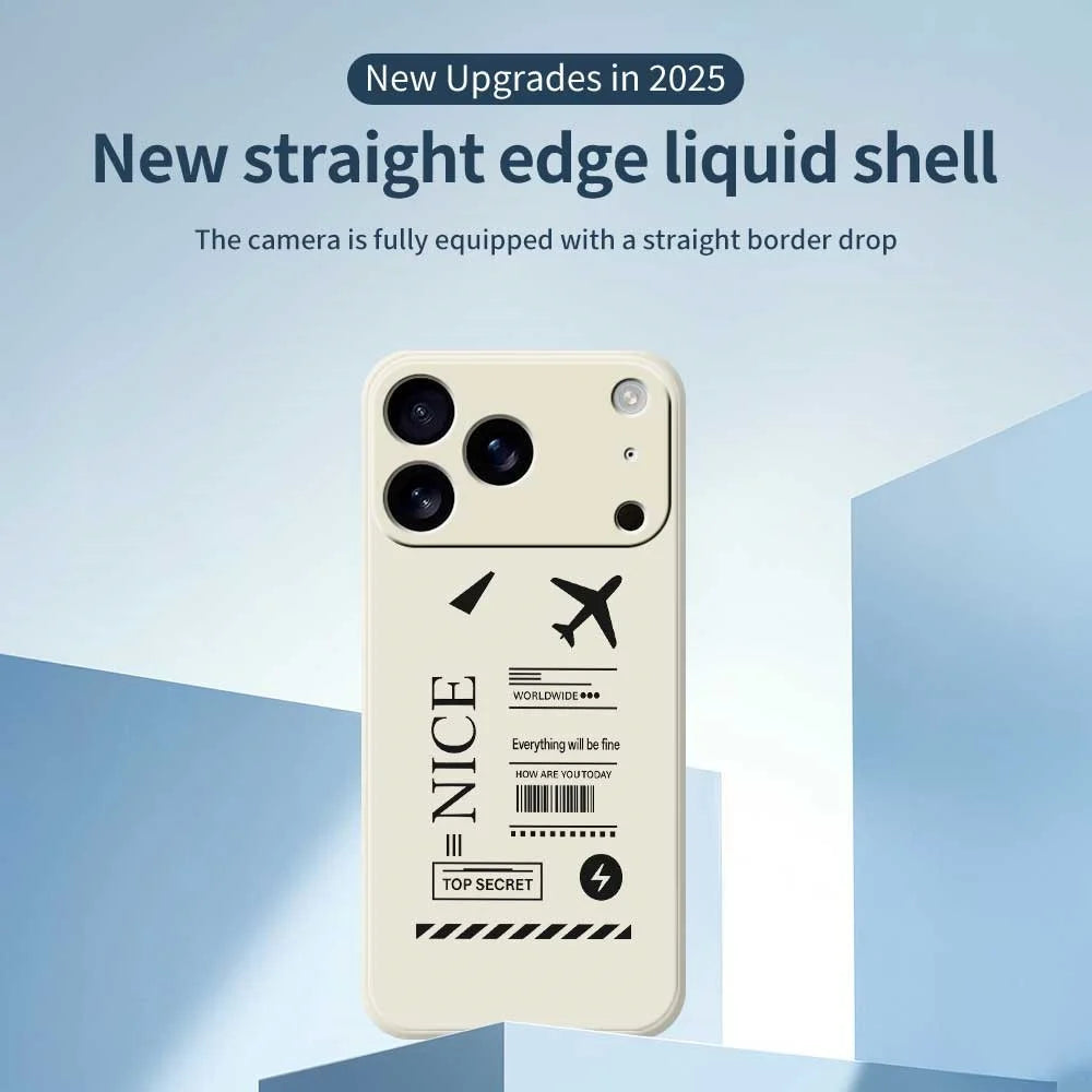 For iPhone 18 Pro / 17 Pro Case Boarding Ticket Pattern Printing Straight Edge TPU Phone Back Cover - Beige - 3