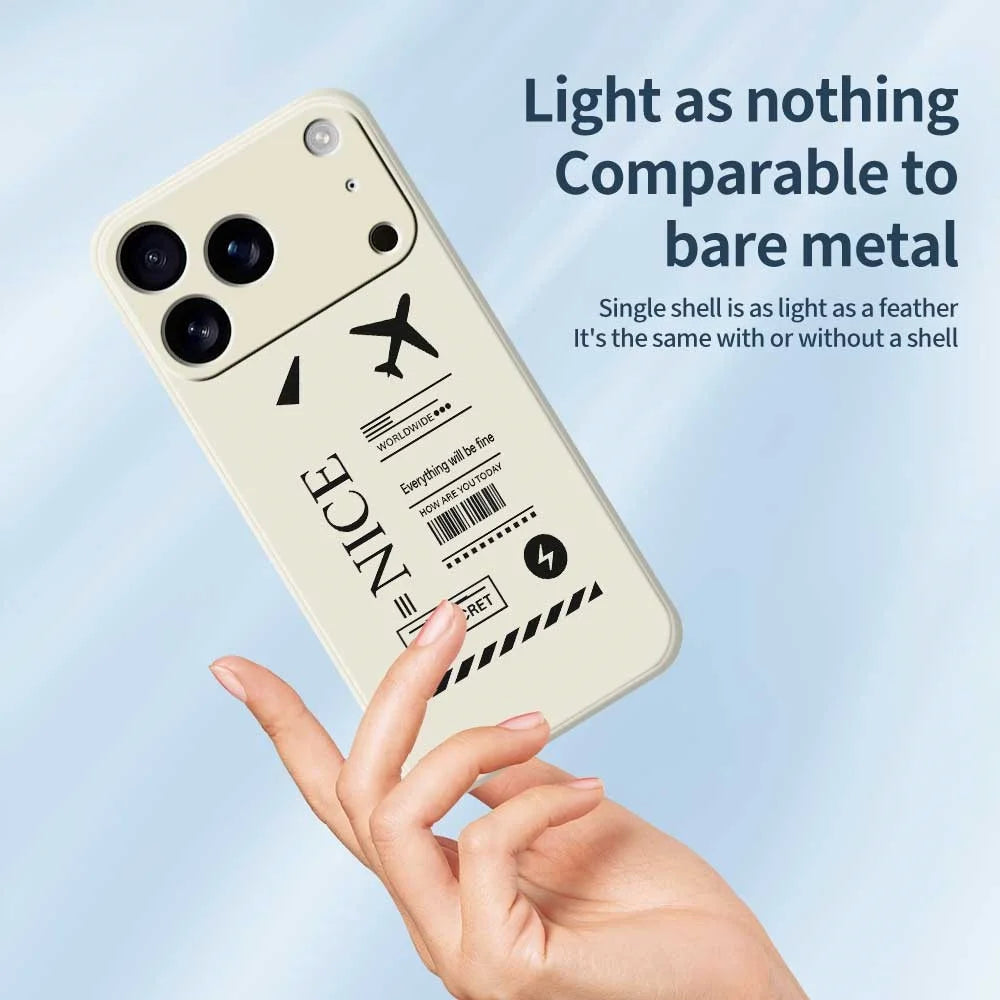 For iPhone 18 Pro / 17 Pro Case Boarding Ticket Pattern Printing Straight Edge TPU Phone Back Cover - Beige - 4
