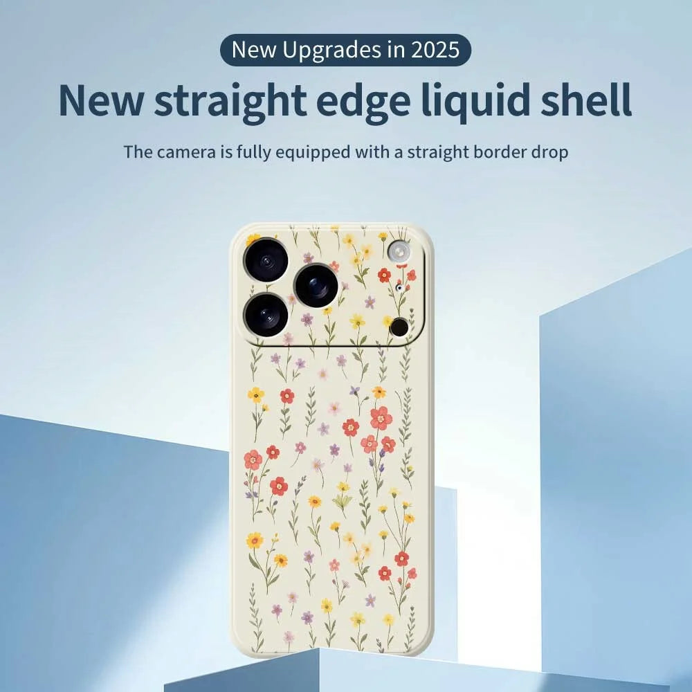 For iPhone 18 Pro / 17 Pro Case Flowers and Grass Pattern Printing Straight Edge TPU Phone Back Cover - Beige - 3