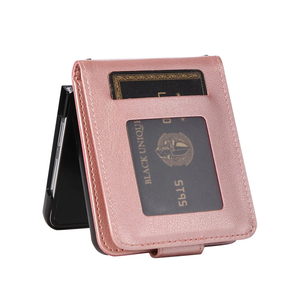 For Samsung Galaxy Z Flip7 5G Case Magnetic Clasp PU Leather Phone Cover with Card Slot - Rose Gold - 4