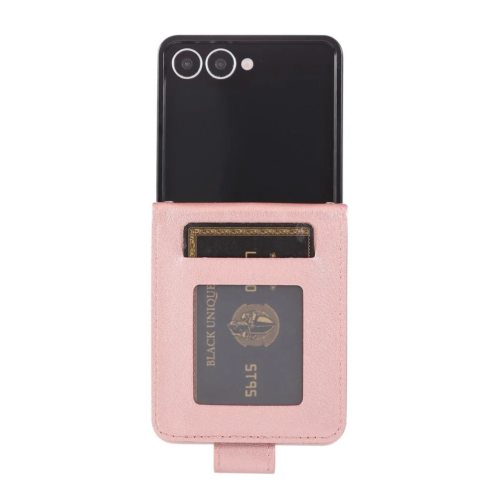 For Samsung Galaxy Z Flip7 5G Case Magnetic Clasp PU Leather Phone Cover with Card Slot - Rose Gold - 7