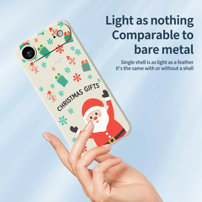 For iPhone Air Case Christmas Gifts Pattern Printing Straight Edge TPU Phone Back Cover - Beige - 4