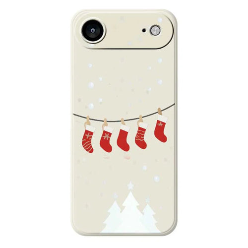 For iPhone Air Case Christmas Stockings Pattern Printing Straight Edge TPU Phone Back Cover - Beige - 1