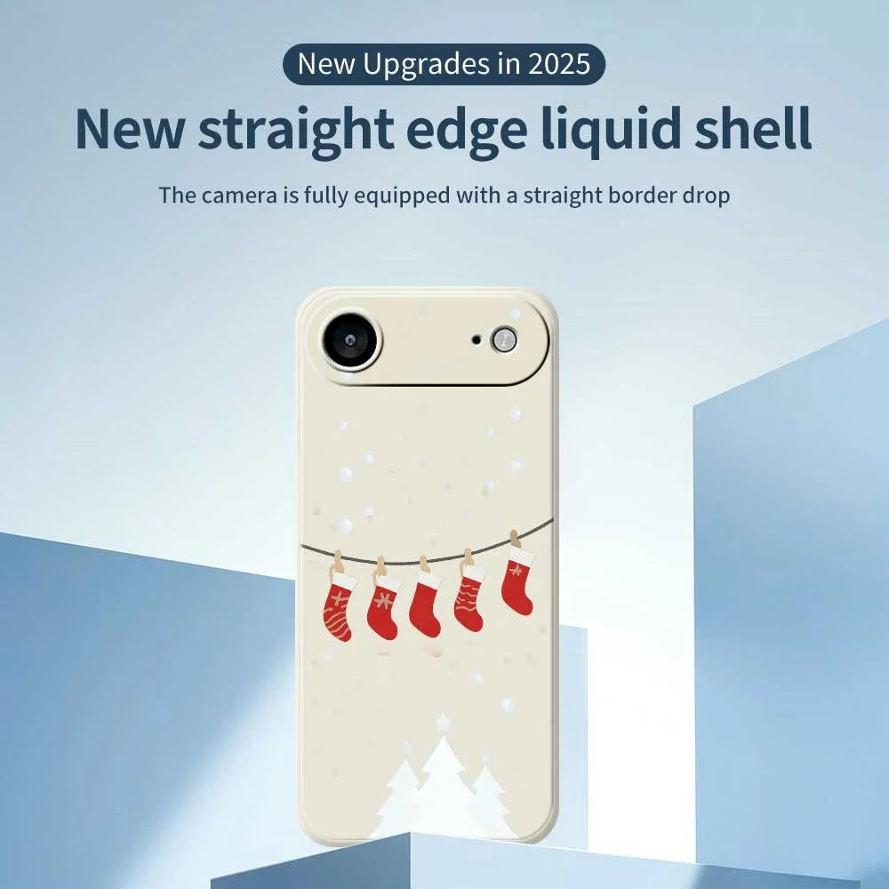 For iPhone Air Case Christmas Stockings Pattern Printing Straight Edge TPU Phone Back Cover - Beige - 3
