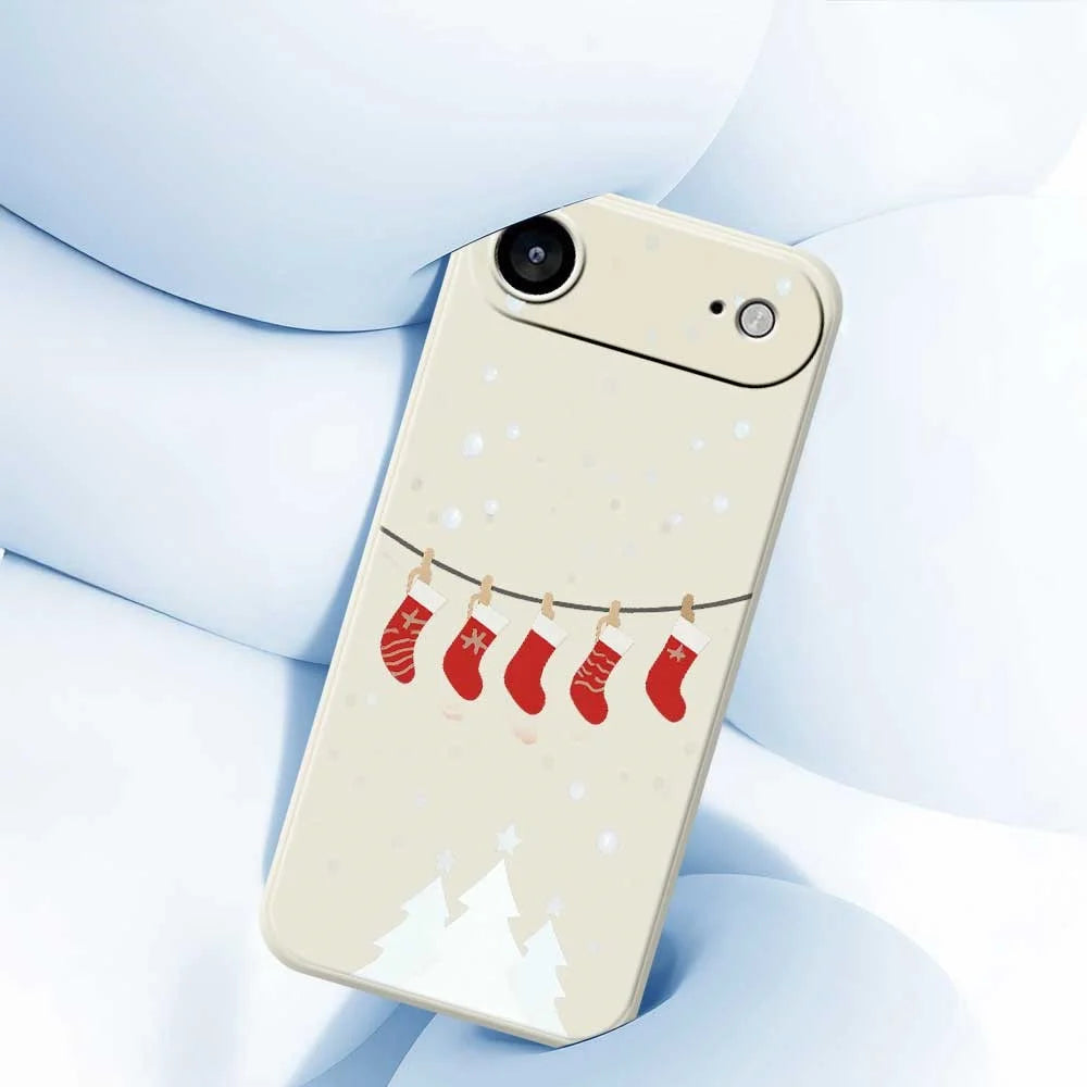 For iPhone Air Case Christmas Stockings Pattern Printing Straight Edge TPU Phone Back Cover - Beige - 5