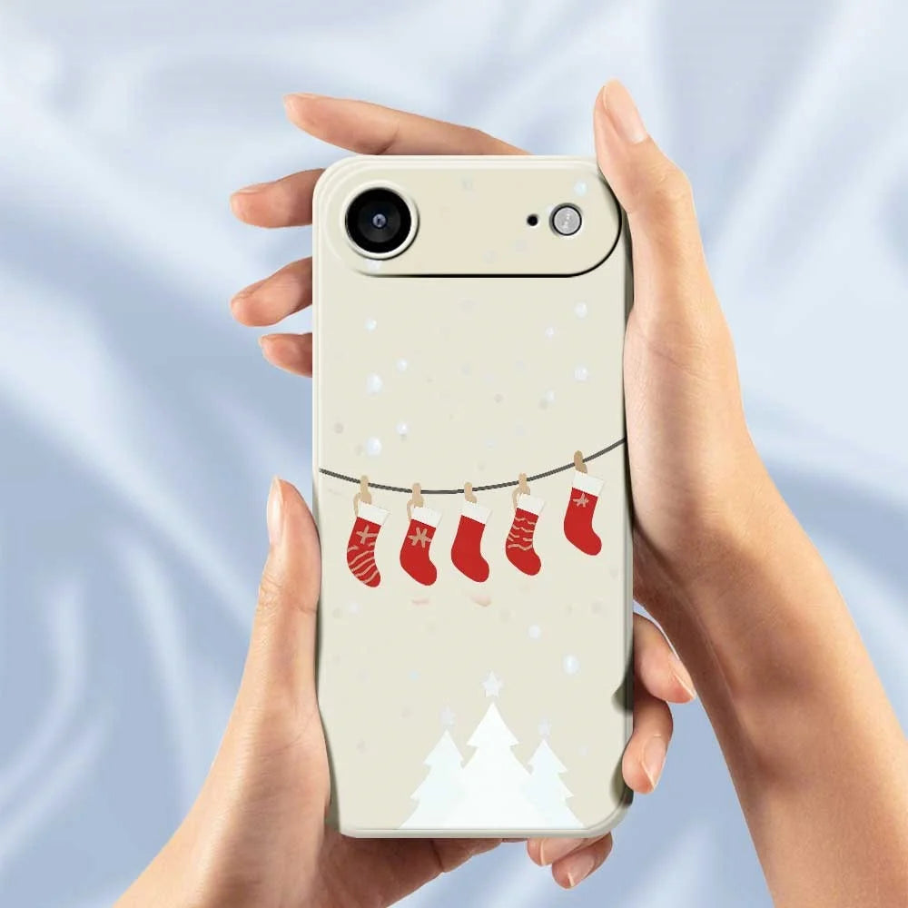 For iPhone Air Case Christmas Stockings Pattern Printing Straight Edge TPU Phone Back Cover - Beige - 6