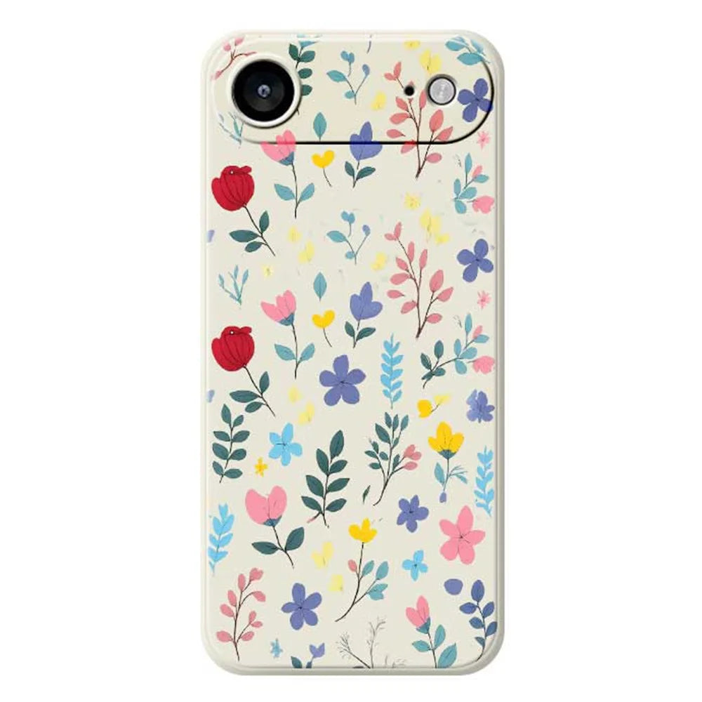 For iPhone Air Case Colorful Flower Branches Pattern Printing Straight Edge TPU Phone Back Cover - Beige - 1