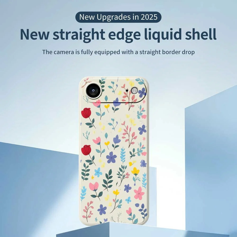For iPhone Air Case Colorful Flower Branches Pattern Printing Straight Edge TPU Phone Back Cover - Beige - 3