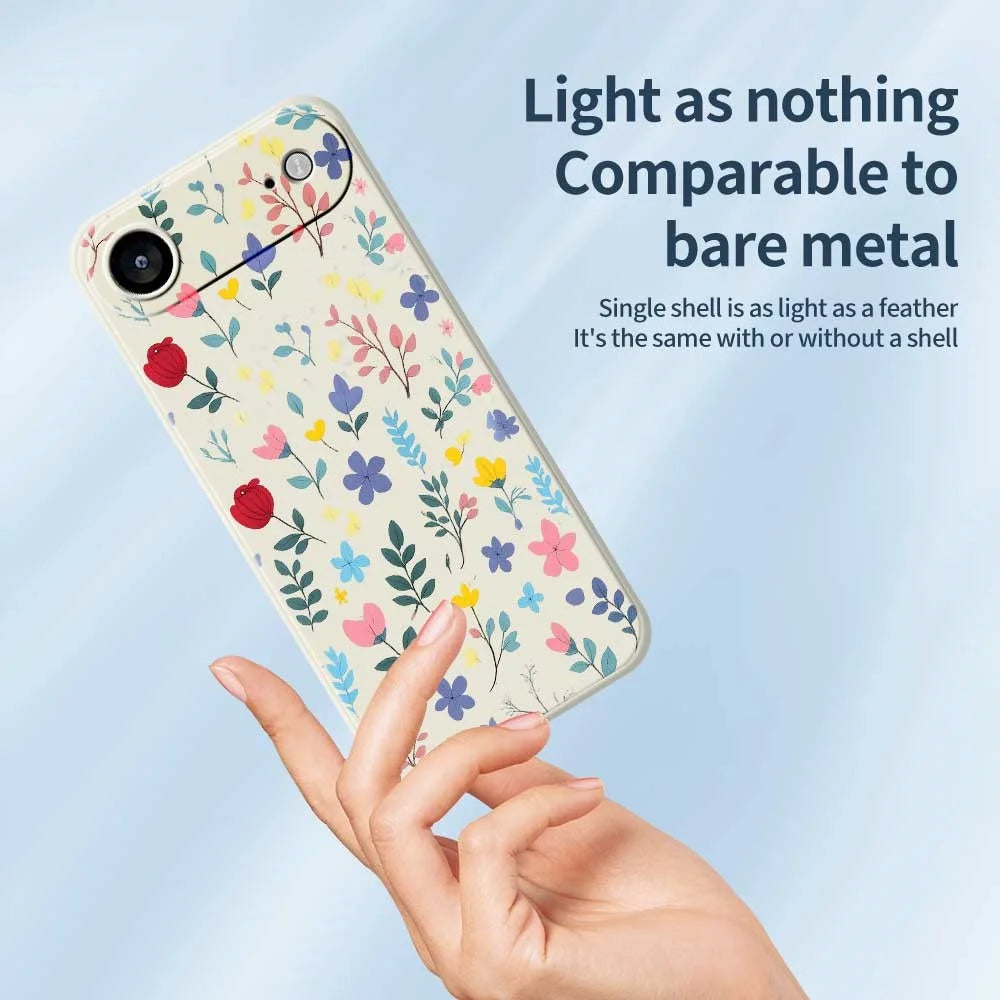 For iPhone Air Case Colorful Flower Branches Pattern Printing Straight Edge TPU Phone Back Cover - Beige - 4