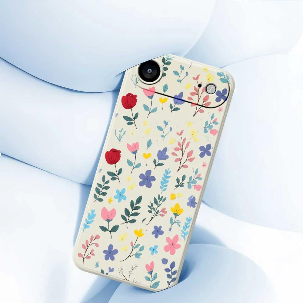 For iPhone Air Case Colorful Flower Branches Pattern Printing Straight Edge TPU Phone Back Cover - Beige - 5