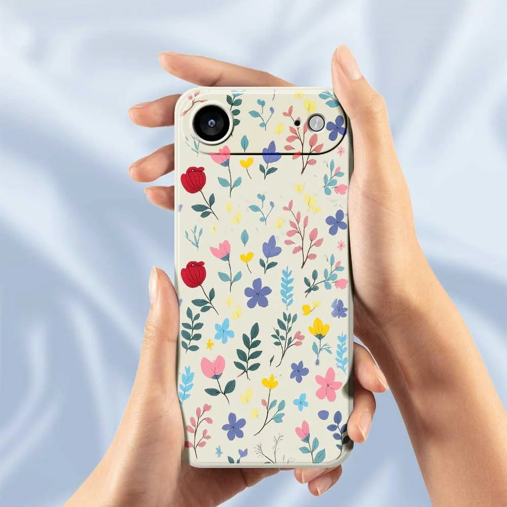 For iPhone Air Case Colorful Flower Branches Pattern Printing Straight Edge TPU Phone Back Cover - Beige - 6