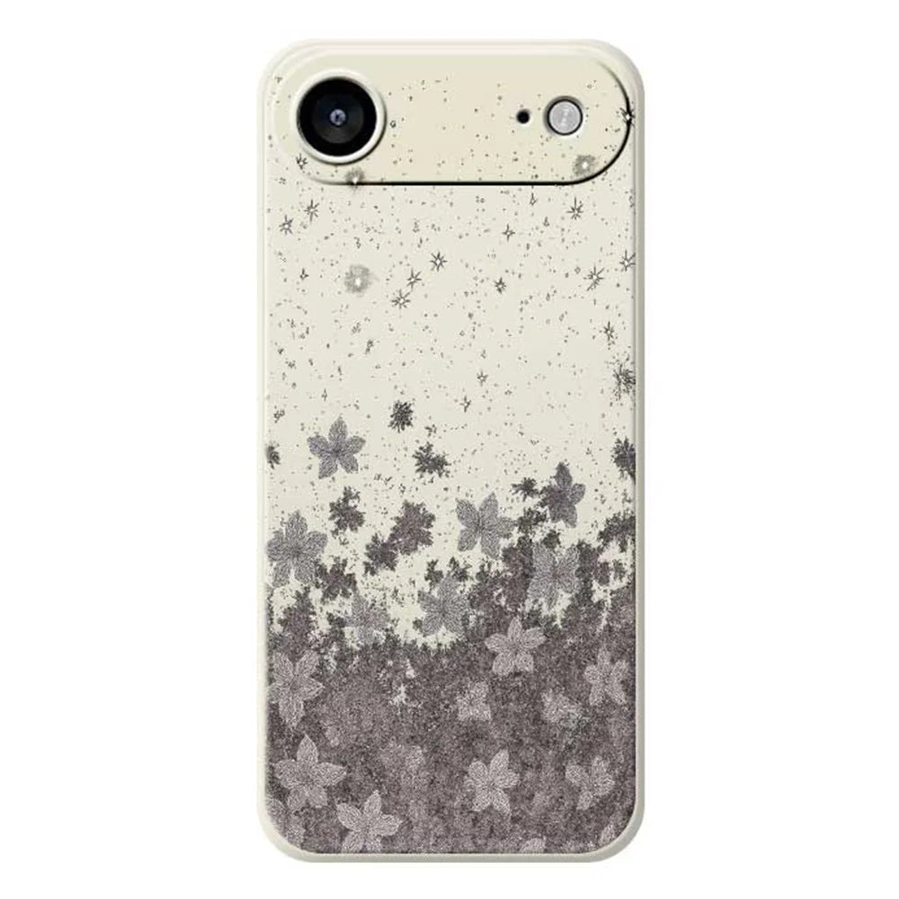 For iPhone Air Case Grey Flowers Pattern Printing Straight Edge TPU Phone Back Cover - Beige - 1