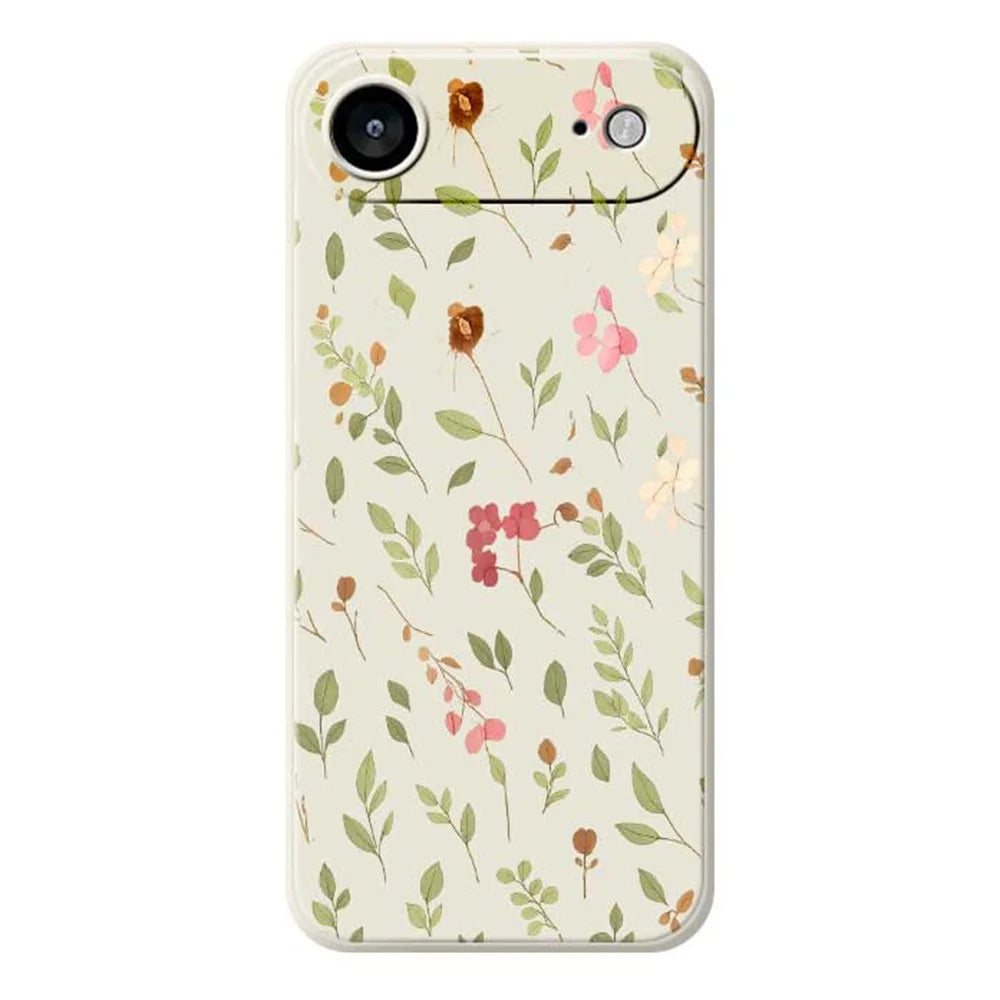 For iPhone Air Case Small Flower Leaves Pattern Printing Straight Edge TPU Phone Back Cover - Beige - 1