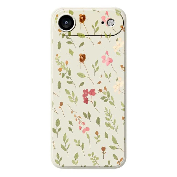 For iPhone Air Case Small Flower Leaves Pattern Printing Straight Edge TPU Phone Back Cover - Beige - 1