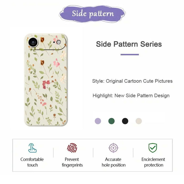 For iPhone Air Case Small Flower Leaves Pattern Printing Straight Edge TPU Phone Back Cover - Beige - 2
