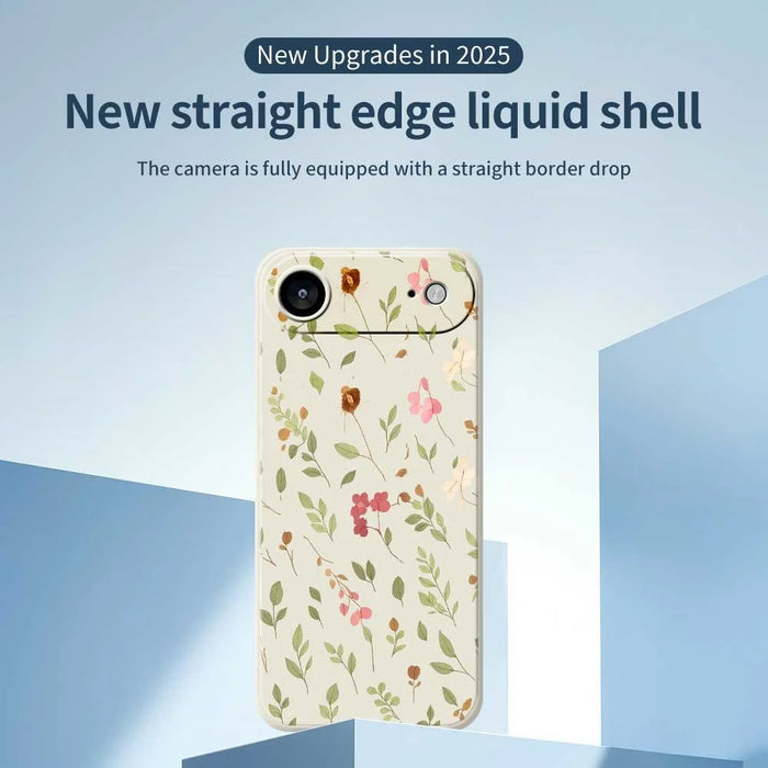 For iPhone Air Case Small Flower Leaves Pattern Printing Straight Edge TPU Phone Back Cover - Beige - 3