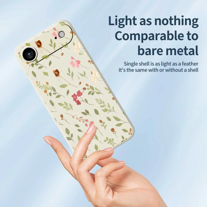 For iPhone Air Case Small Flower Leaves Pattern Printing Straight Edge TPU Phone Back Cover - Beige - 4