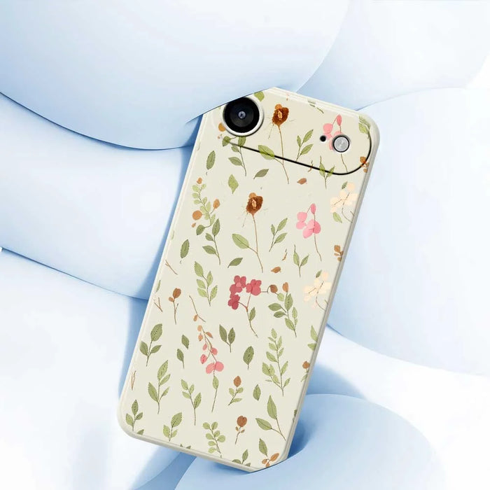 For iPhone Air Case Small Flower Leaves Pattern Printing Straight Edge TPU Phone Back Cover - Beige - 5