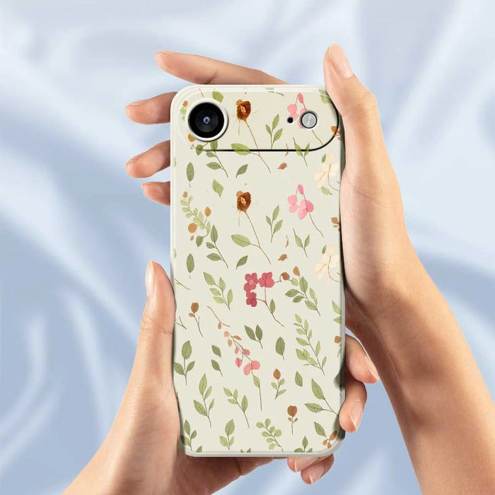 For iPhone Air Case Small Flower Leaves Pattern Printing Straight Edge TPU Phone Back Cover - Beige - 6