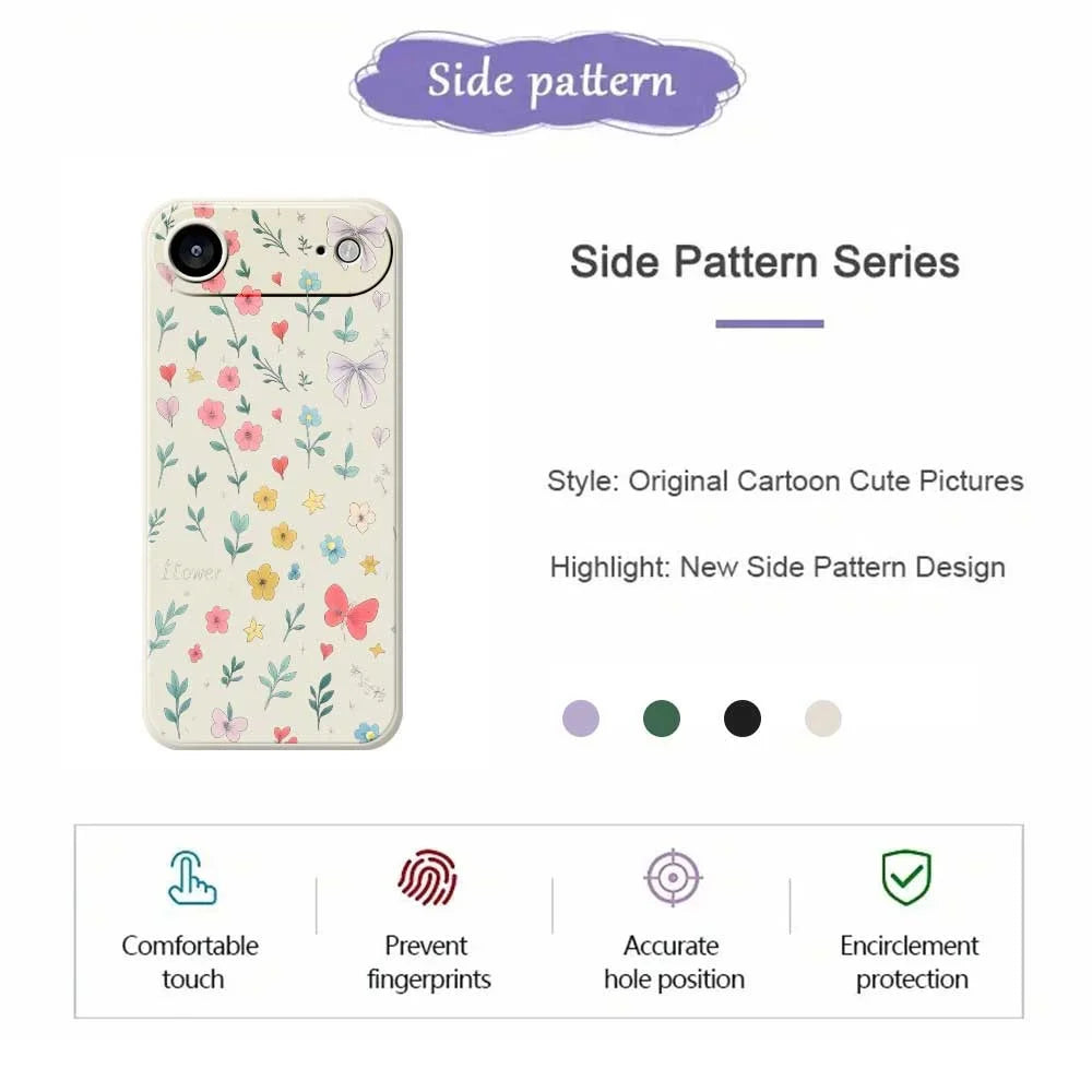 For iPhone Air Case Floral Bow Pattern Printing Straight Edge TPU Phone Back Cover - Beige - 2