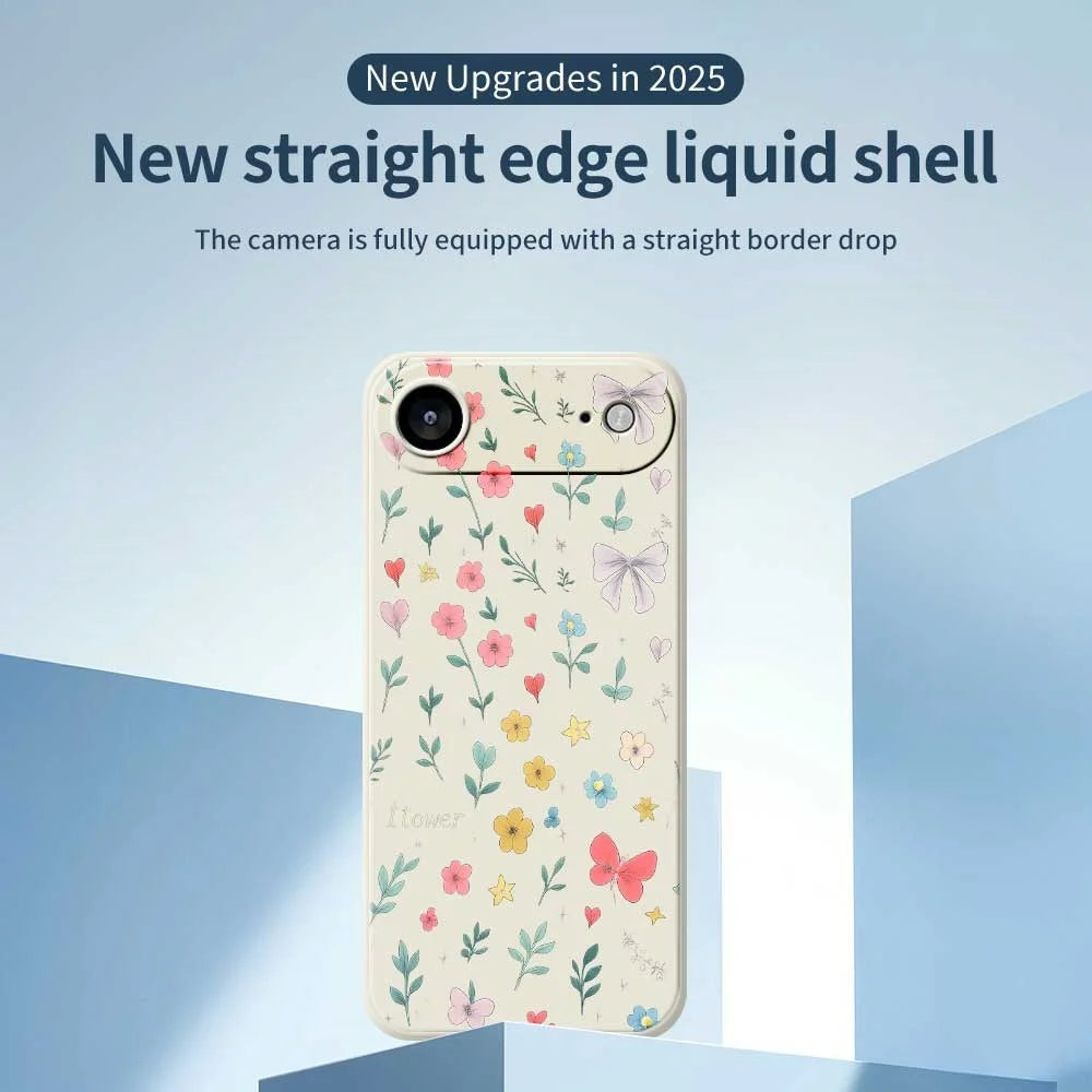 For iPhone Air Case Floral Bow Pattern Printing Straight Edge TPU Phone Back Cover - Beige - 3