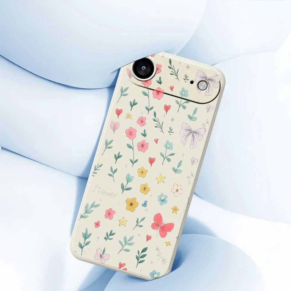 For iPhone Air Case Floral Bow Pattern Printing Straight Edge TPU Phone Back Cover - Beige - 5