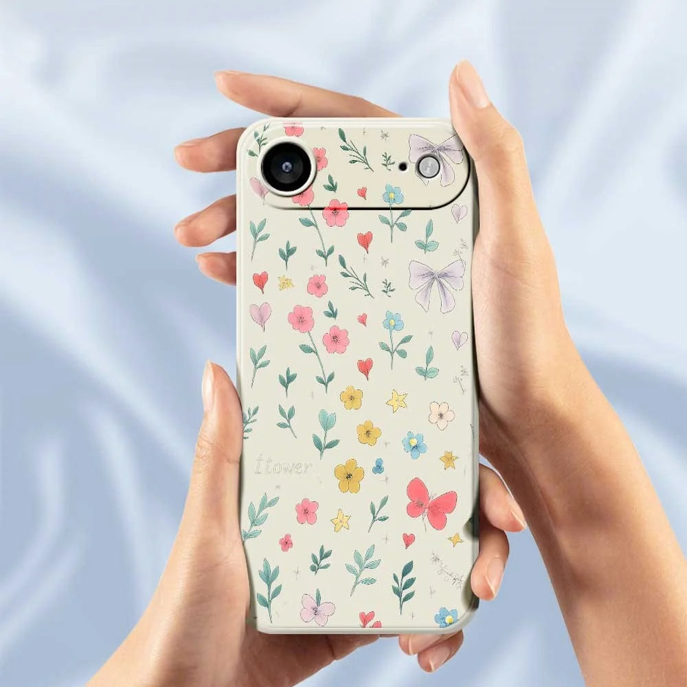 For iPhone Air Case Floral Bow Pattern Printing Straight Edge TPU Phone Back Cover - Beige - 6