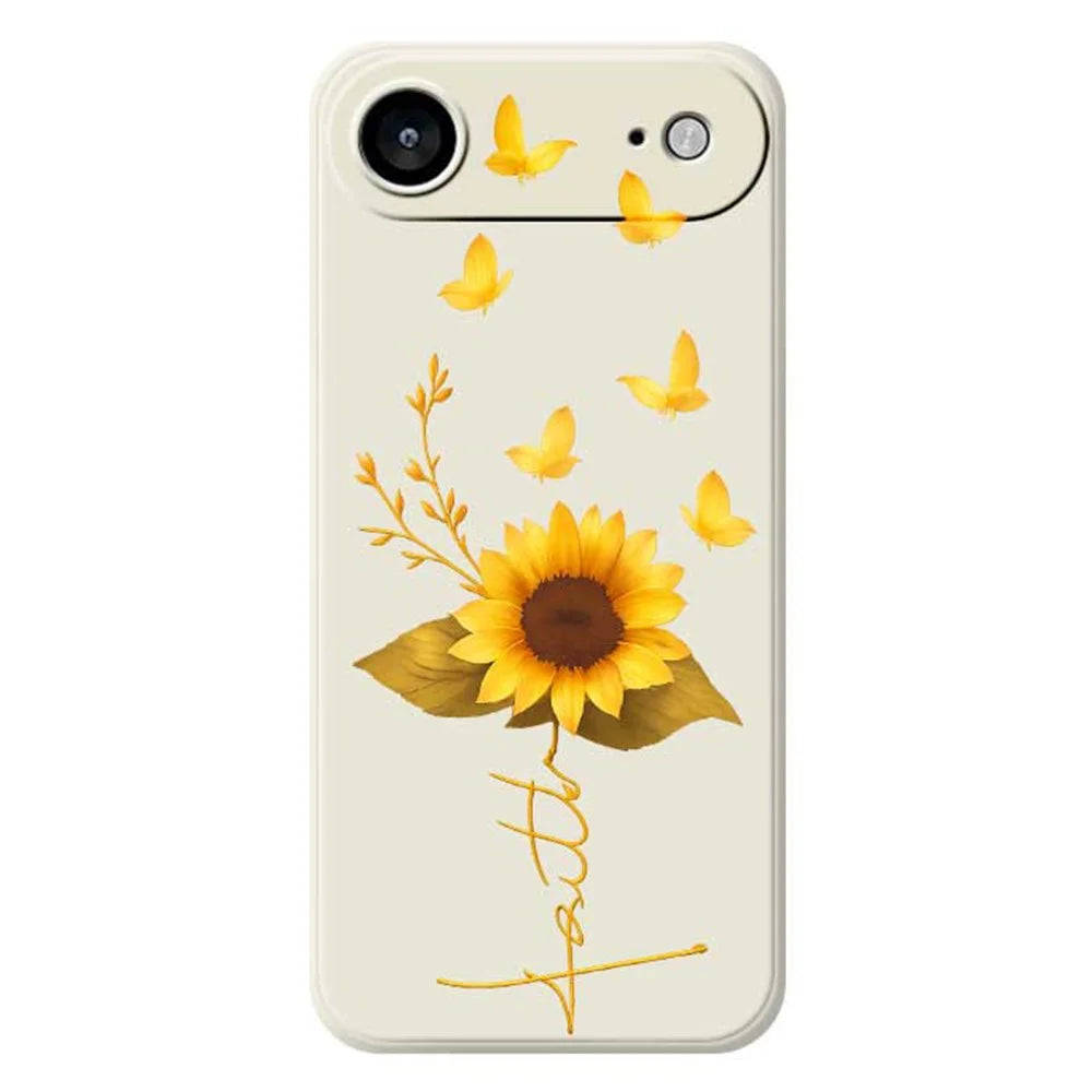 For iPhone Air Case Golden Butterfly Sunflower Pattern Printing Straight Edge TPU Phone Back Cover - Beige - 1