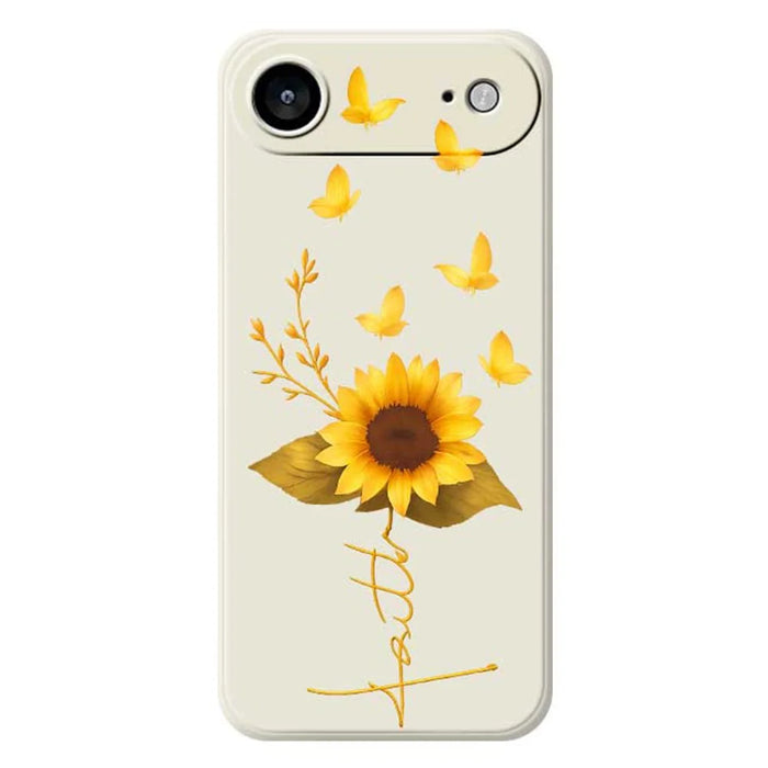 For iPhone Air Case Golden Butterfly Sunflower Pattern Printing Straight Edge TPU Phone Back Cover - Beige - 1