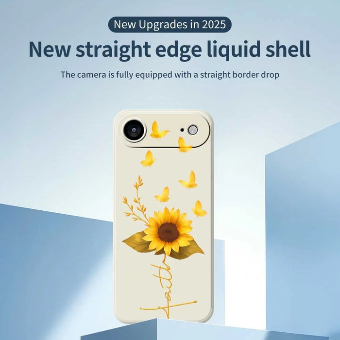 For iPhone Air Case Golden Butterfly Sunflower Pattern Printing Straight Edge TPU Phone Back Cover - Beige - 3