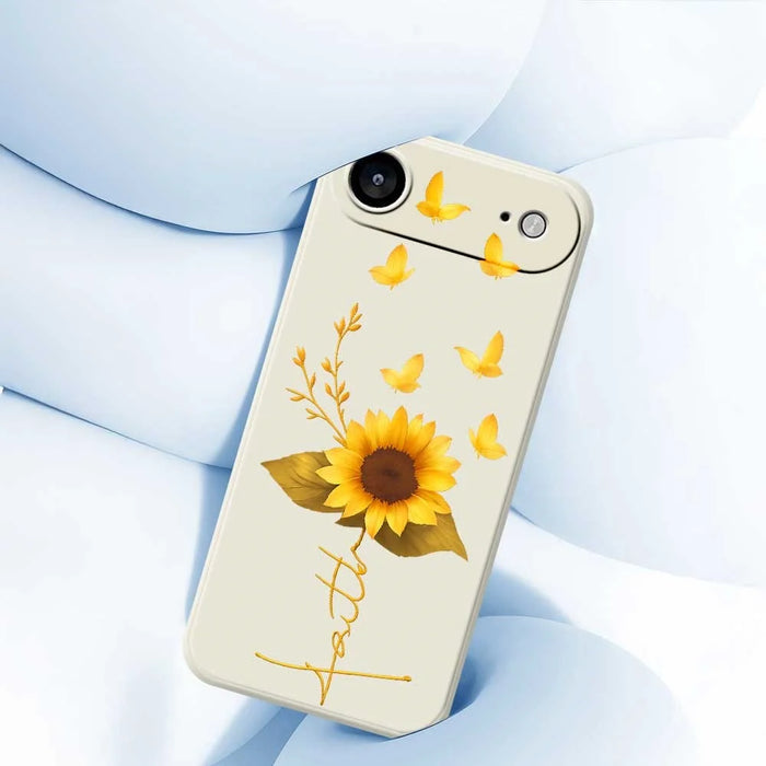 For iPhone Air Case Golden Butterfly Sunflower Pattern Printing Straight Edge TPU Phone Back Cover - Beige - 5